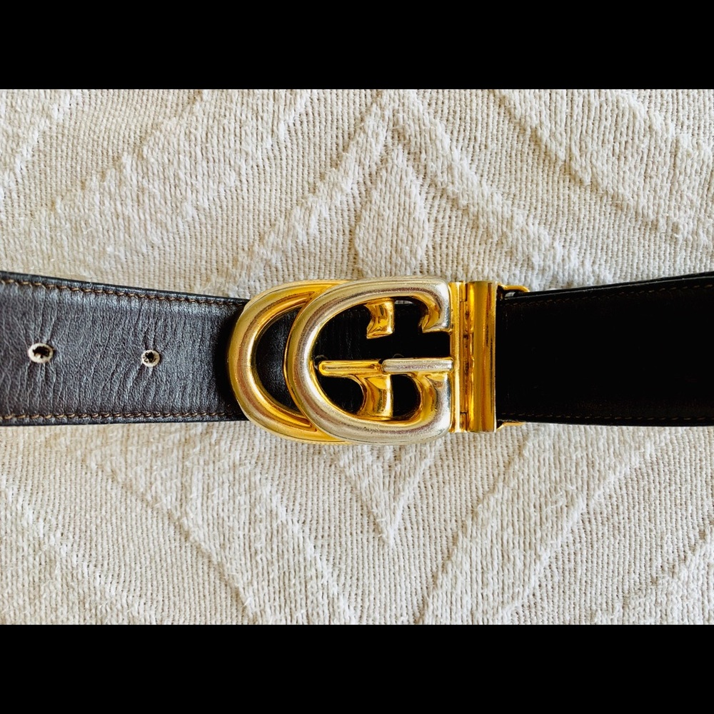 Vintage Gucci GG Dark brown leather belt